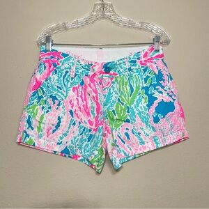 Lilly Pulitzer‎ The Callahan Short Womens 4 Pink Blue Coral Print Casual Preppy